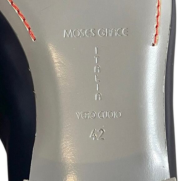 Moses Grace Italian Leather Slip-On Flats Size 42 Vero Cuoio Navy Minimalist - Picture 8 of 8